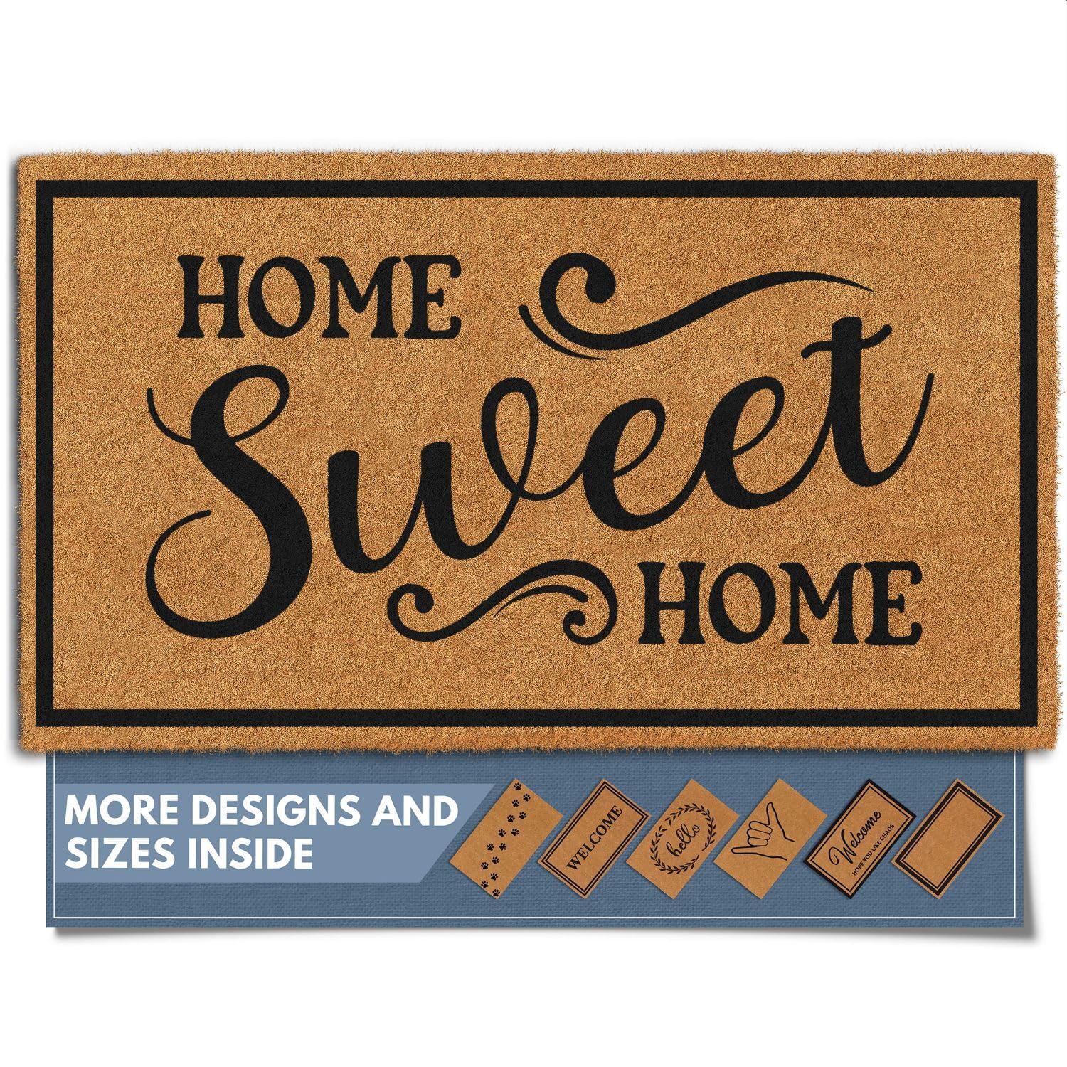 Barnyard Designs Home Sweet Home doormat close-up highlights bold welcome message for curb appeal