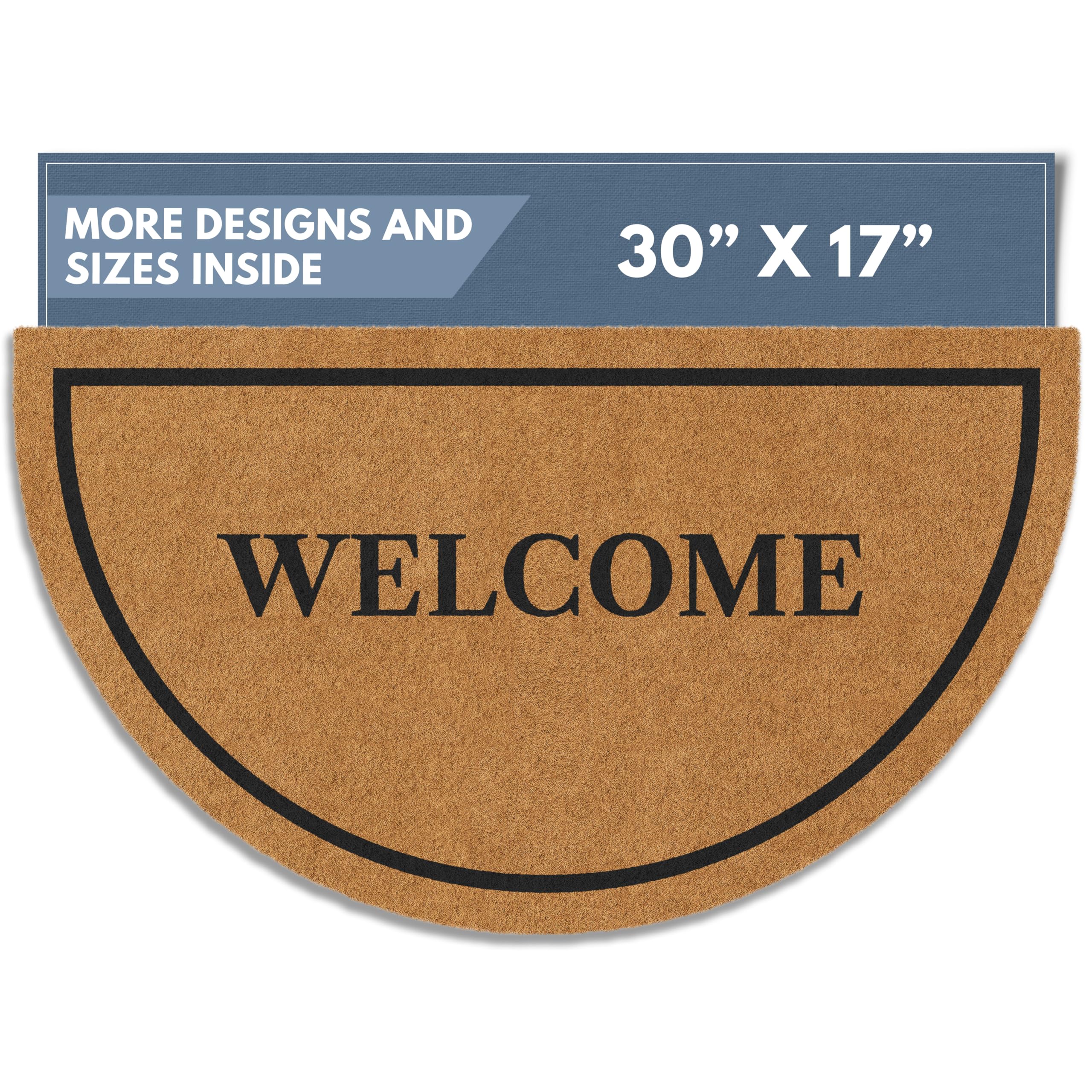 Barnyard Designs coco coir doormat with welcome border greets guests.