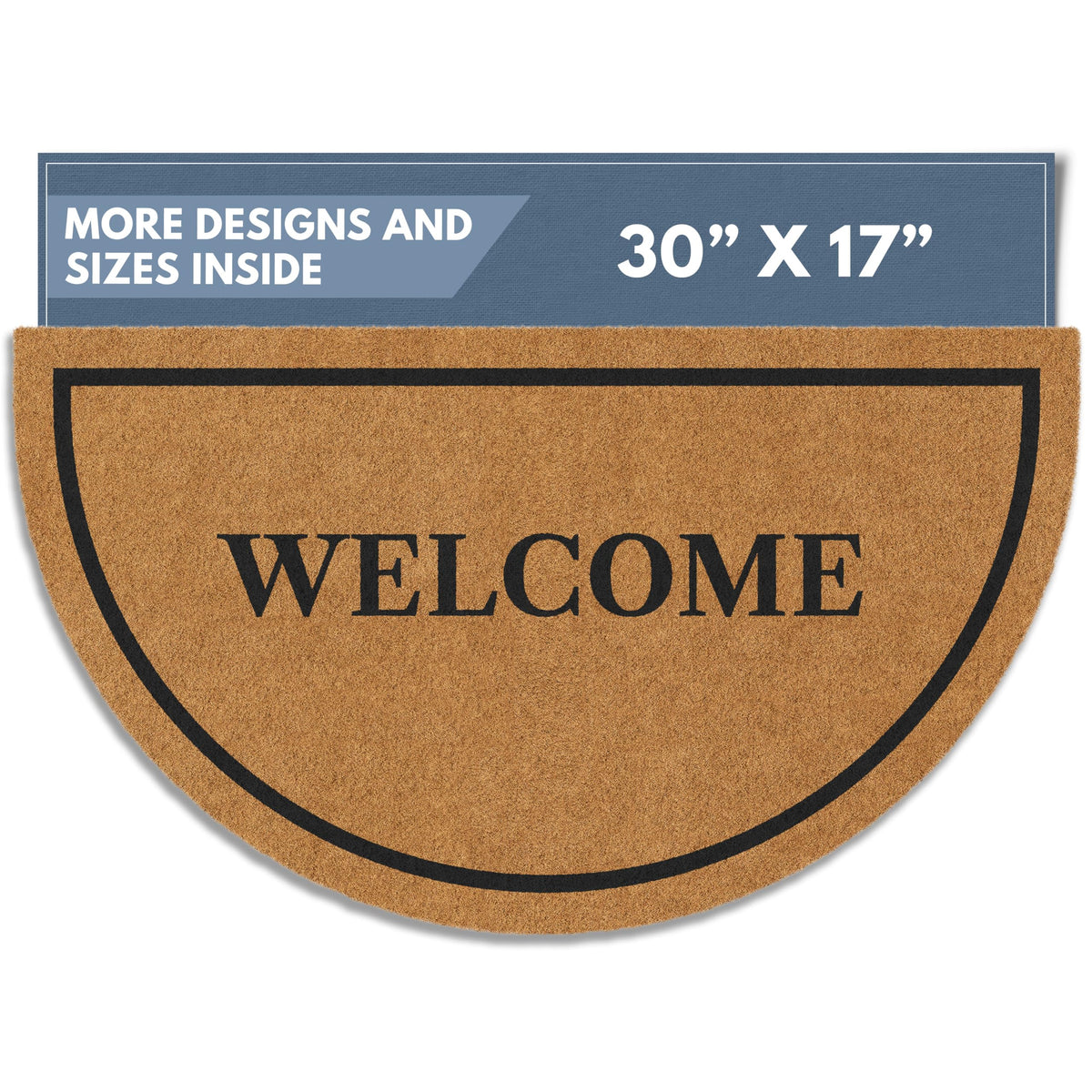 Barnyard Designs coco coir doormat with welcome border greets guests.
