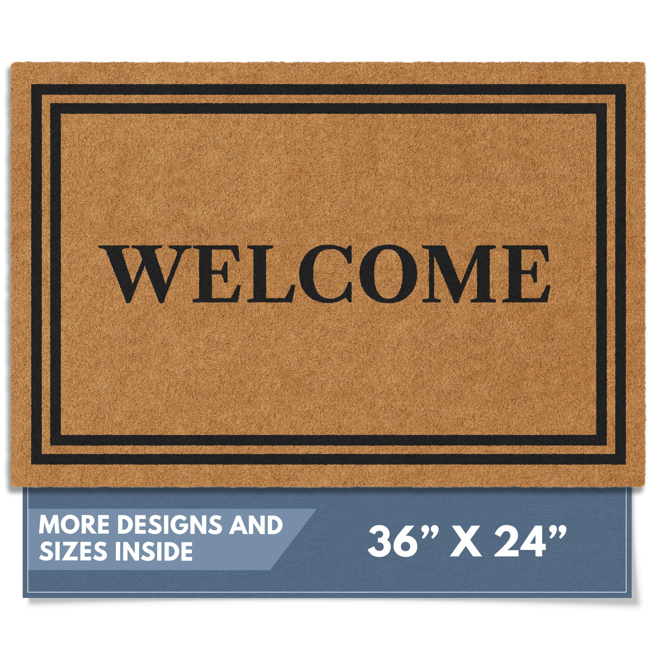 Barnyard Designs coco coir doormat with durable fibers for outdoor use.
