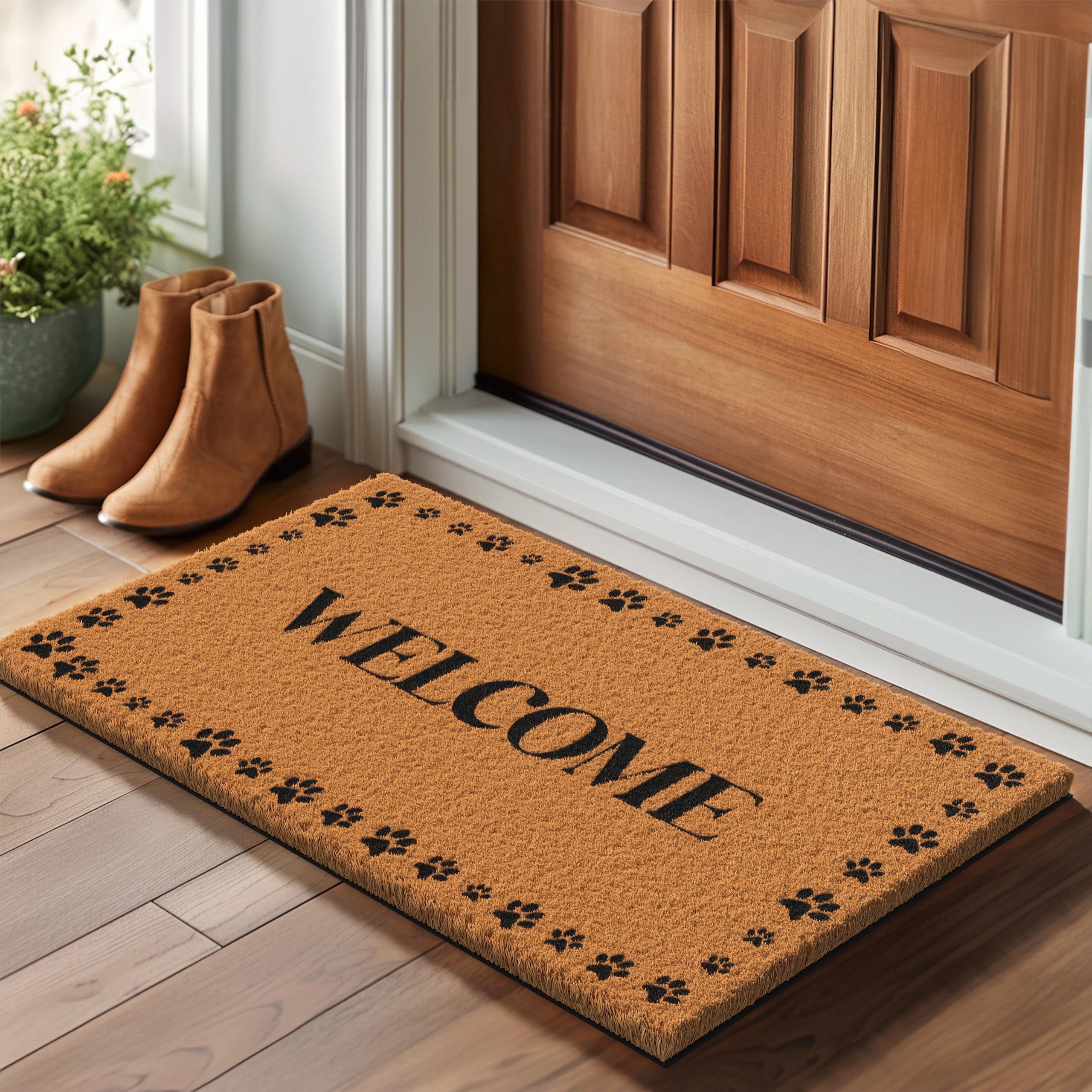 Barnyard Designs natural coir texture highlights durability and scrapes dirt