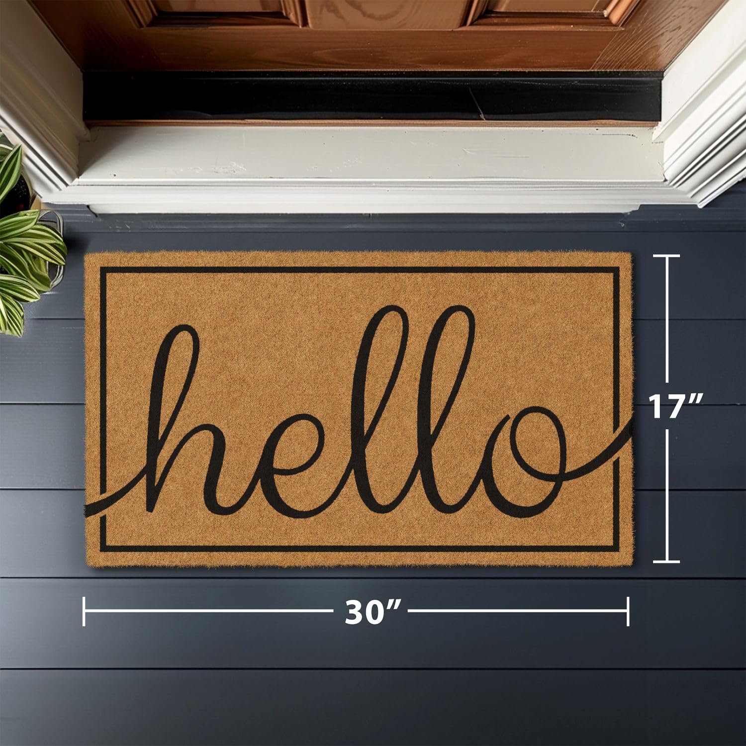 Barnyard Designs doormat with non-slip backing stays securely on outdoor surfaces.