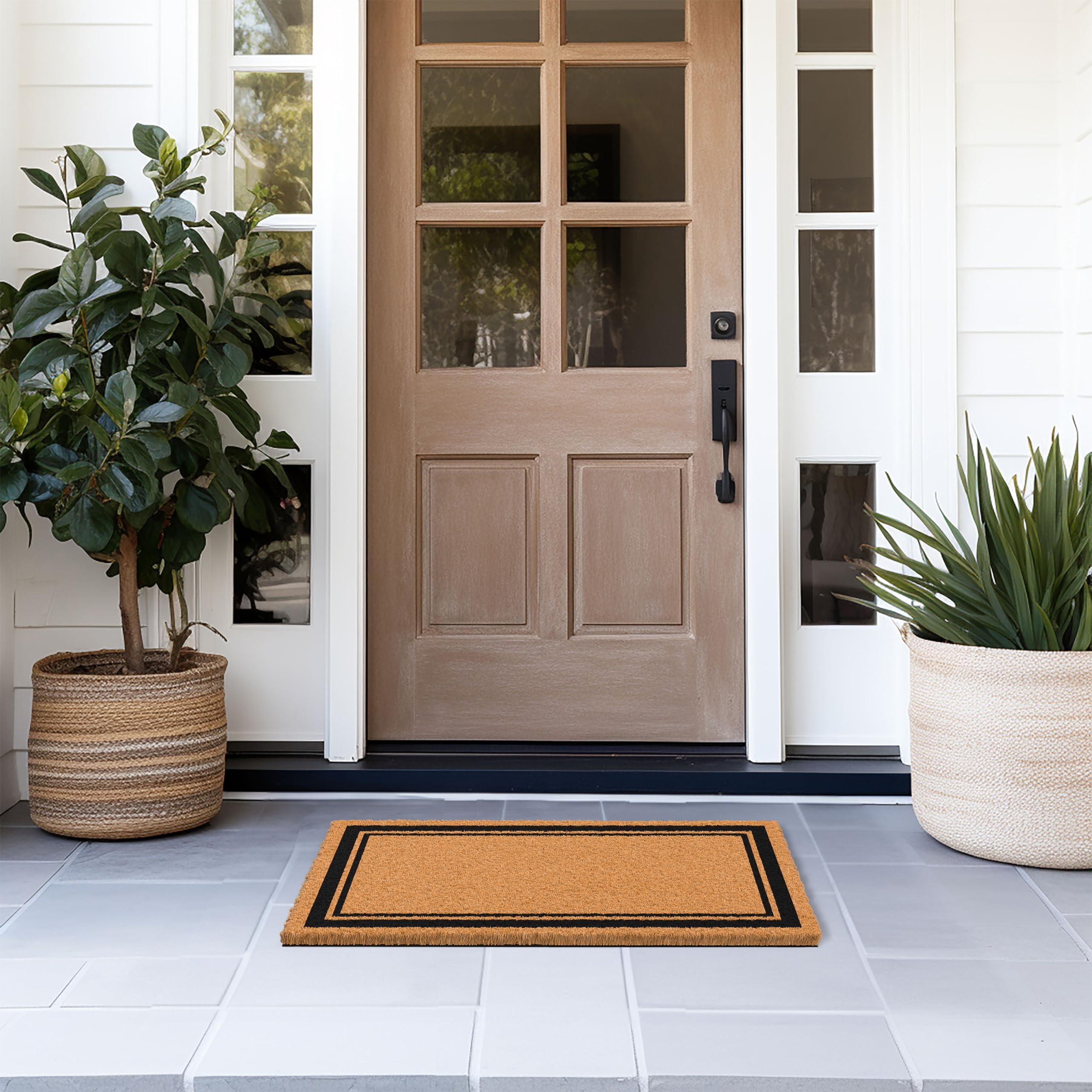 Barnyard Designs non-slip backing in action preventing mat movement near entry.