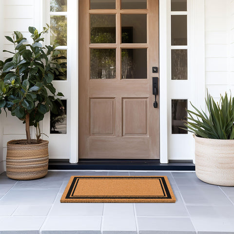 Barnyard Designs non-slip backing in action preventing mat movement near entry.