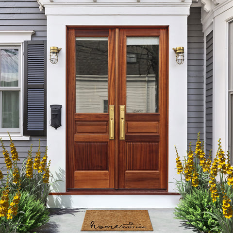 Barnyard Designs doormat with non-slip rubber backing, stays put on windy porches