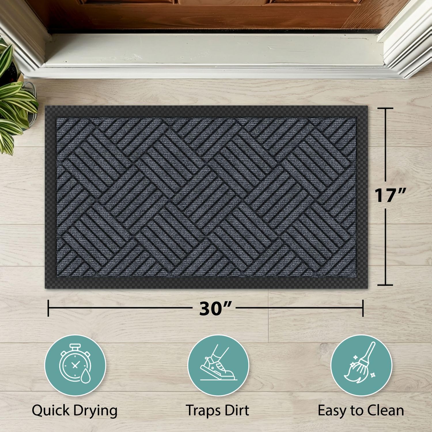 Barnyard Designs gray doormat back door maintains non-slip grip on entry