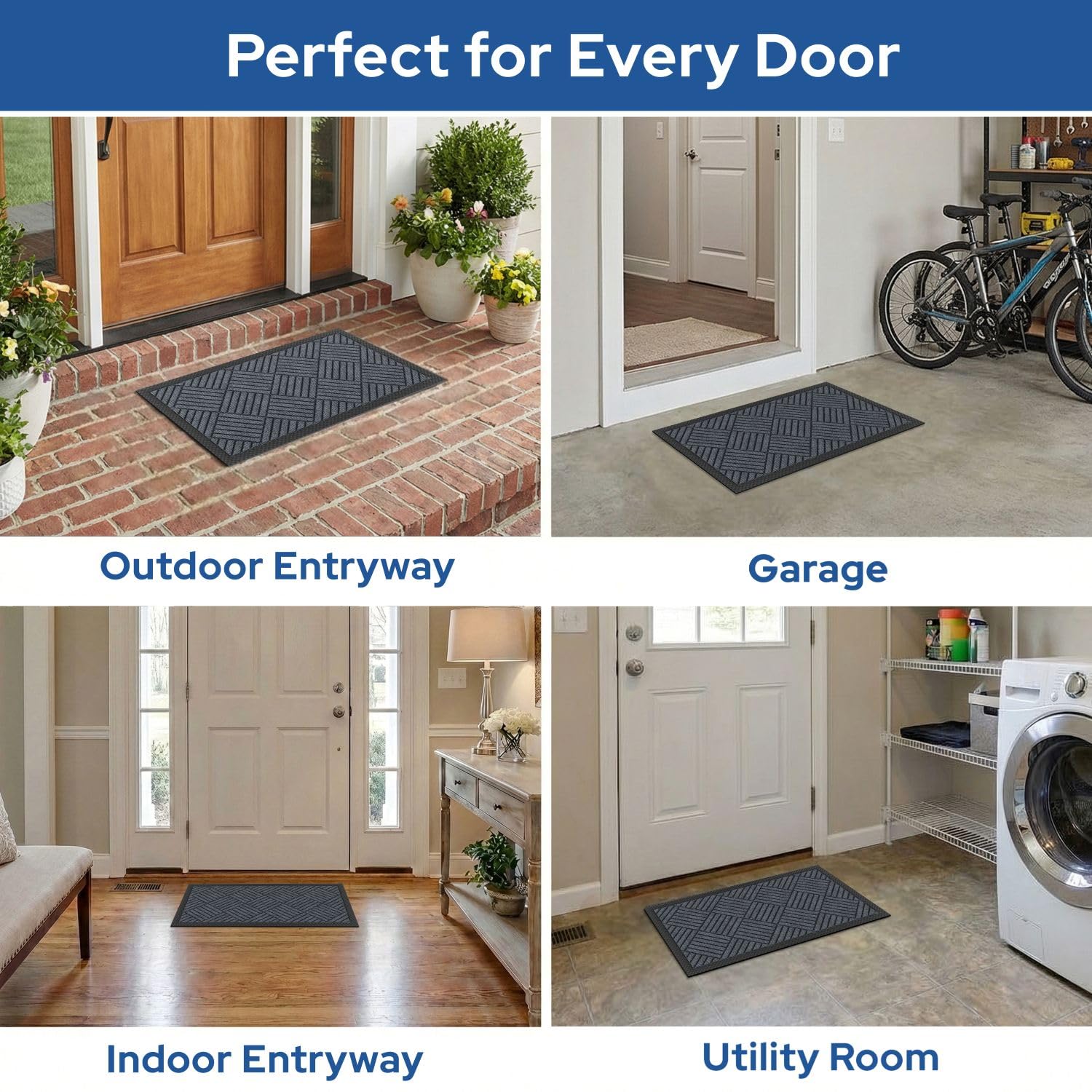 Barnyard Designs mat features non-slip rubber backing for secure placement