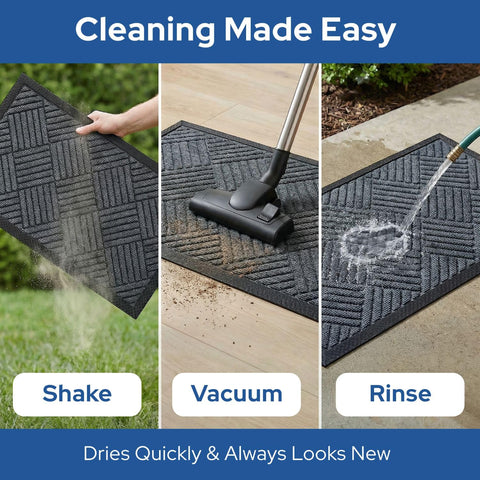 Barnyard Designs gray doormat for patios and decks protects indoor floors