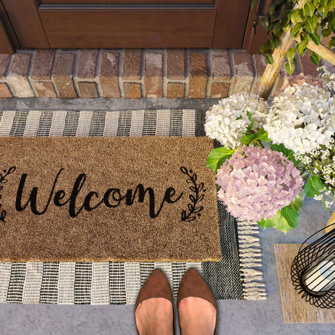 Barnyard Designs doormat with slip-proof backing stays secure on any porch.