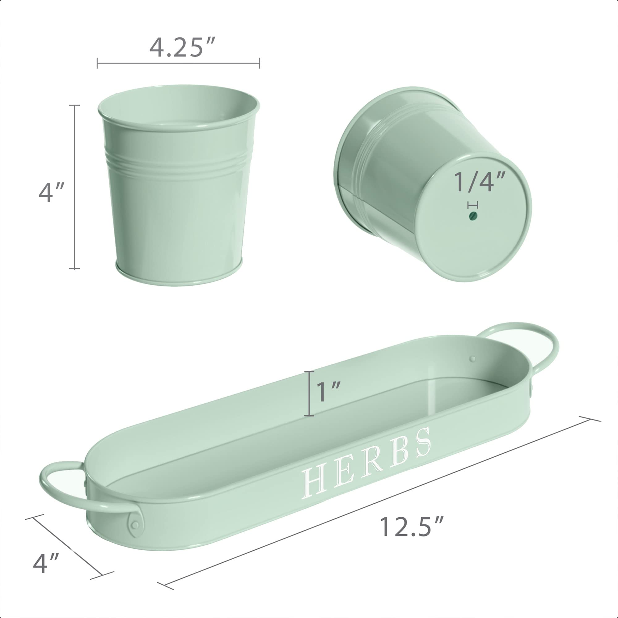 Barnyard Designs 4-25w 4h planter on a kitchen counter with herbs