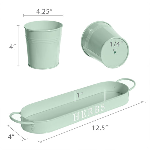 Barnyard Designs 4-25w 4h planter on a kitchen counter with herbs