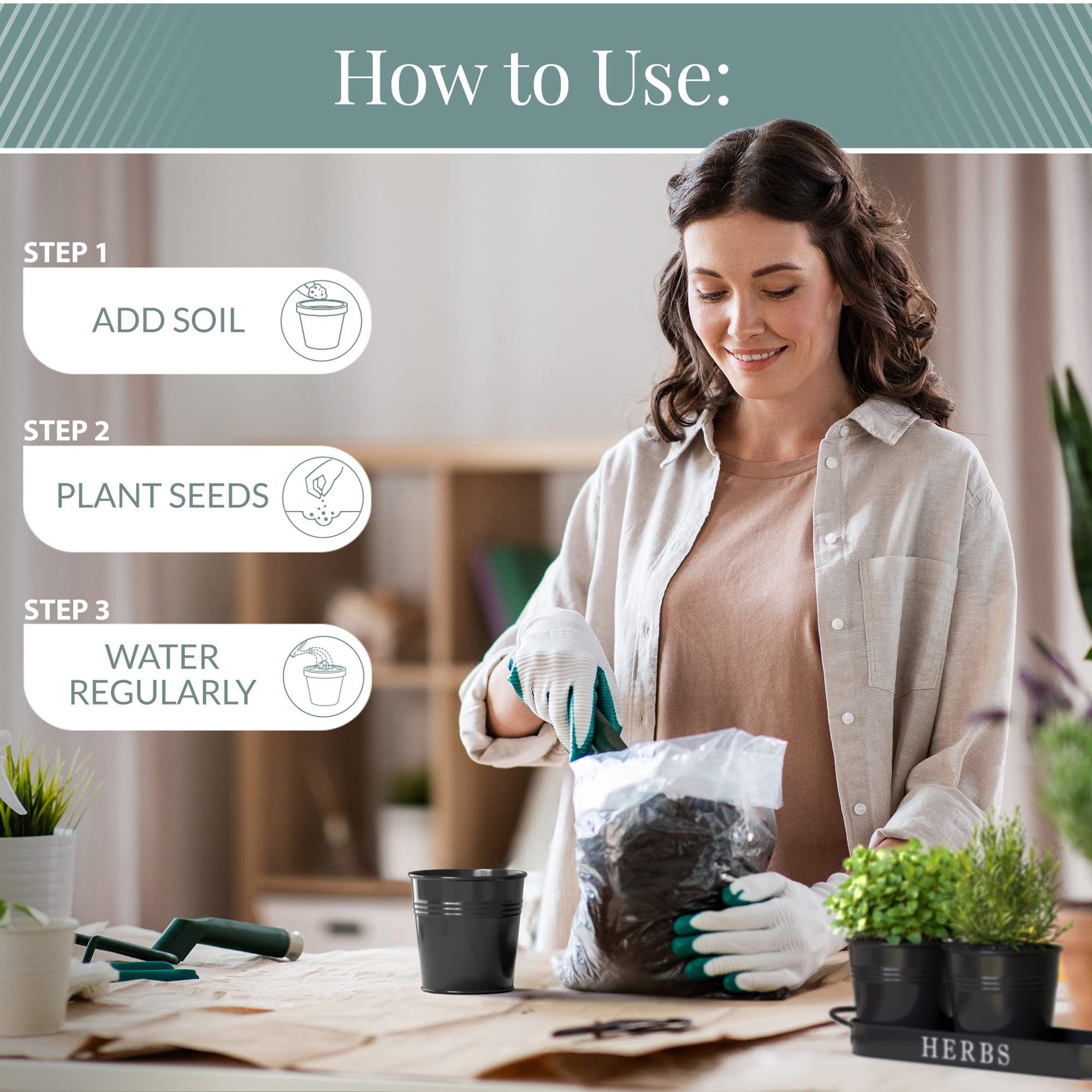 Barnyard Designs three-piece planter set enhances small-space gardens.