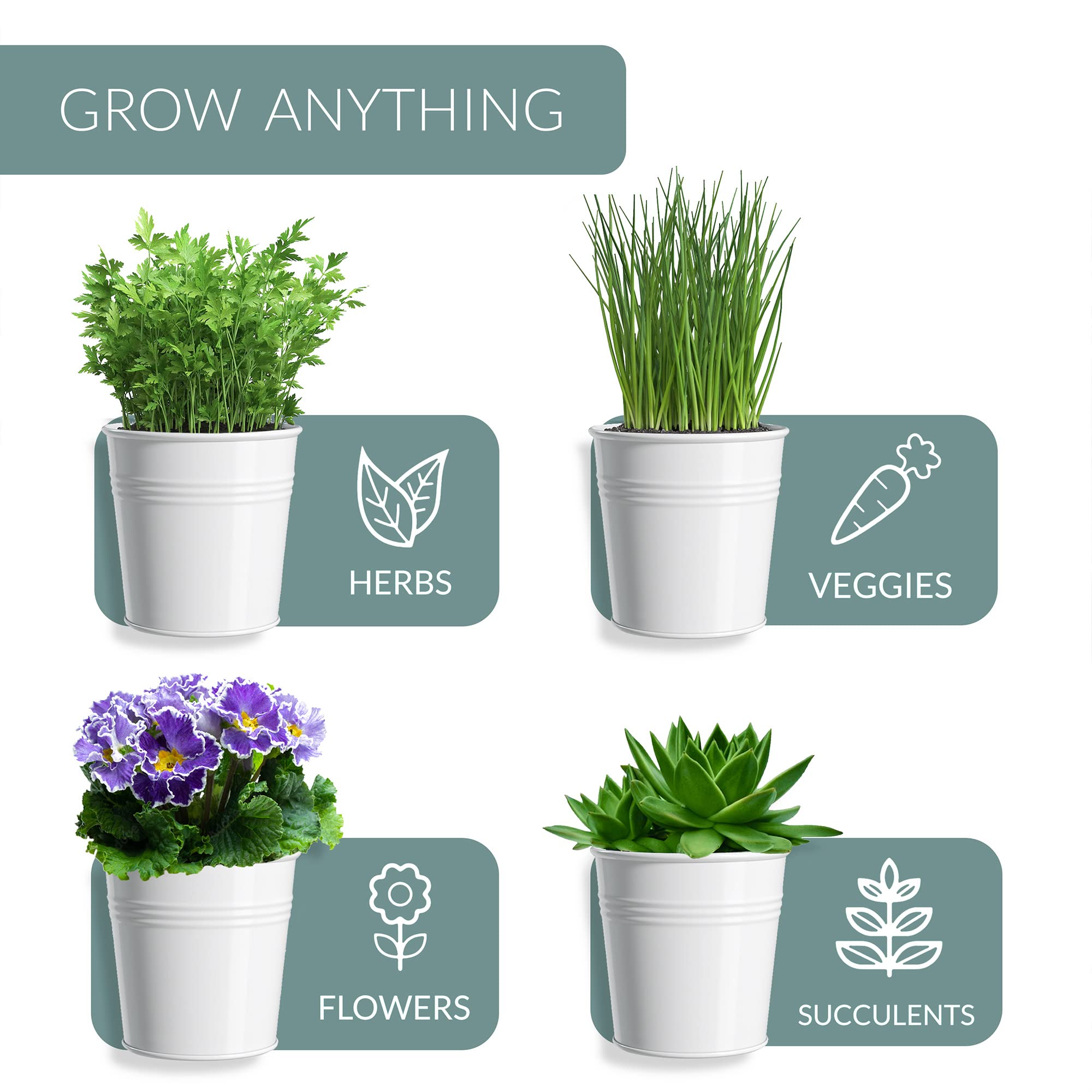 Barnyard Designs versatile indoor outdoor herb pots shown in a compact trio