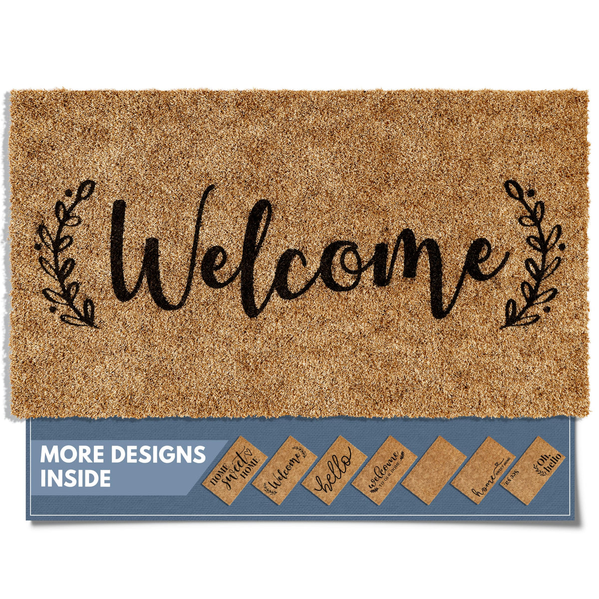 Barnyard Designs welcome doormat on front door enhances curb appeal.