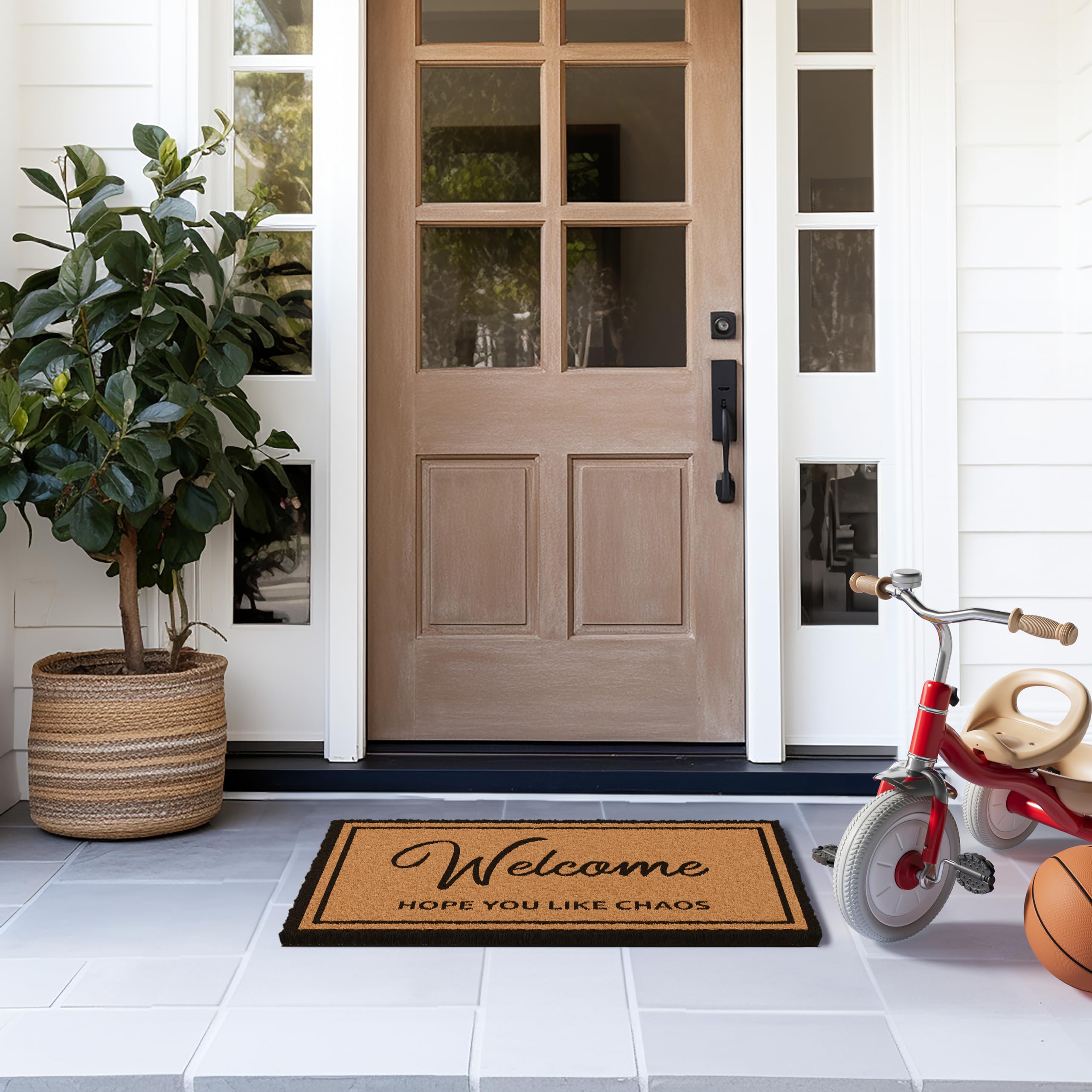 Barnyard Designs welcome mat coir 17x30 chaos helps keep interiors cleaner
