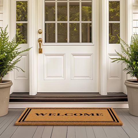 Barnyard Designs bold rectangular border welcomes guests outdoors.