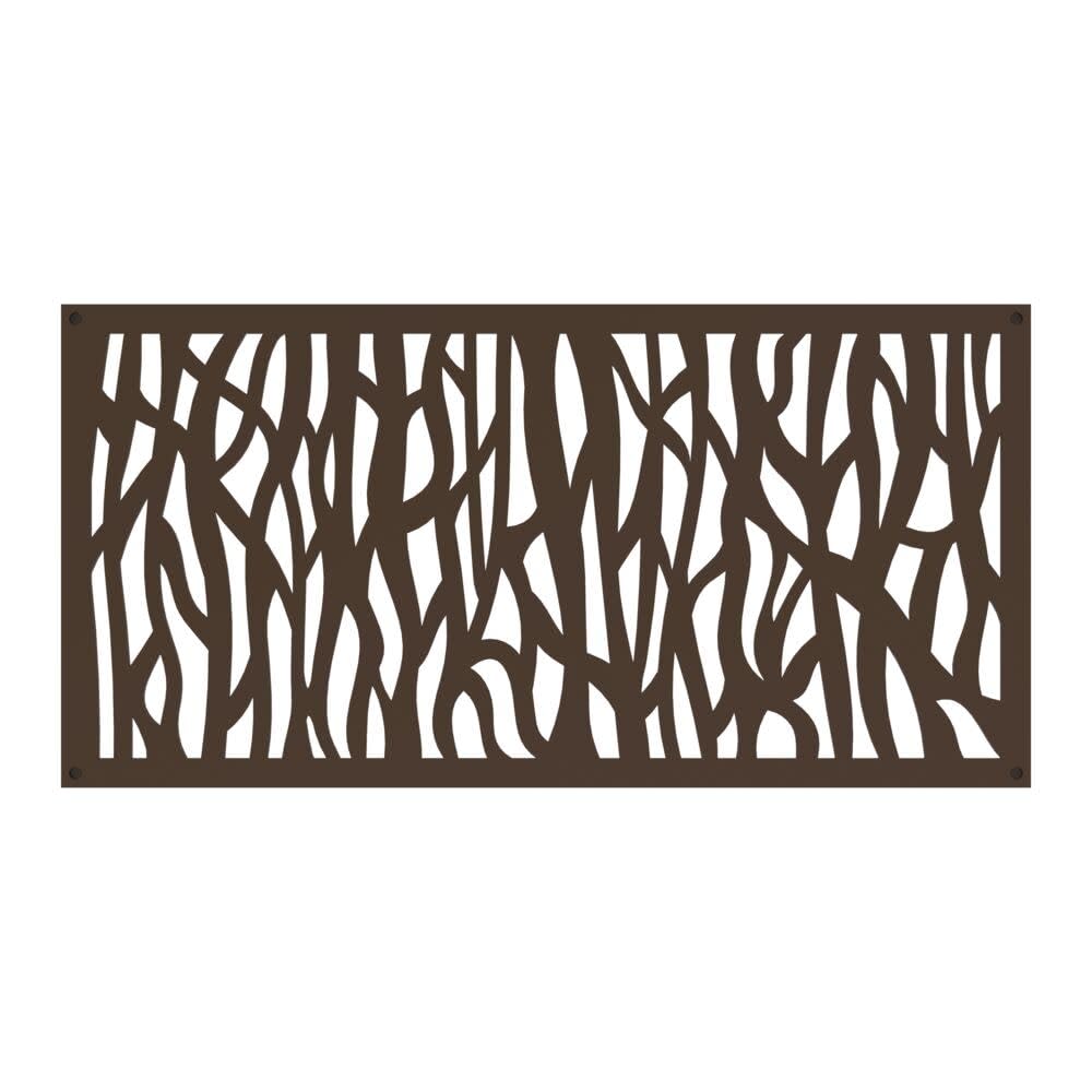 Barrette Sprig Umber decorative screen panel front view with frame-ready look