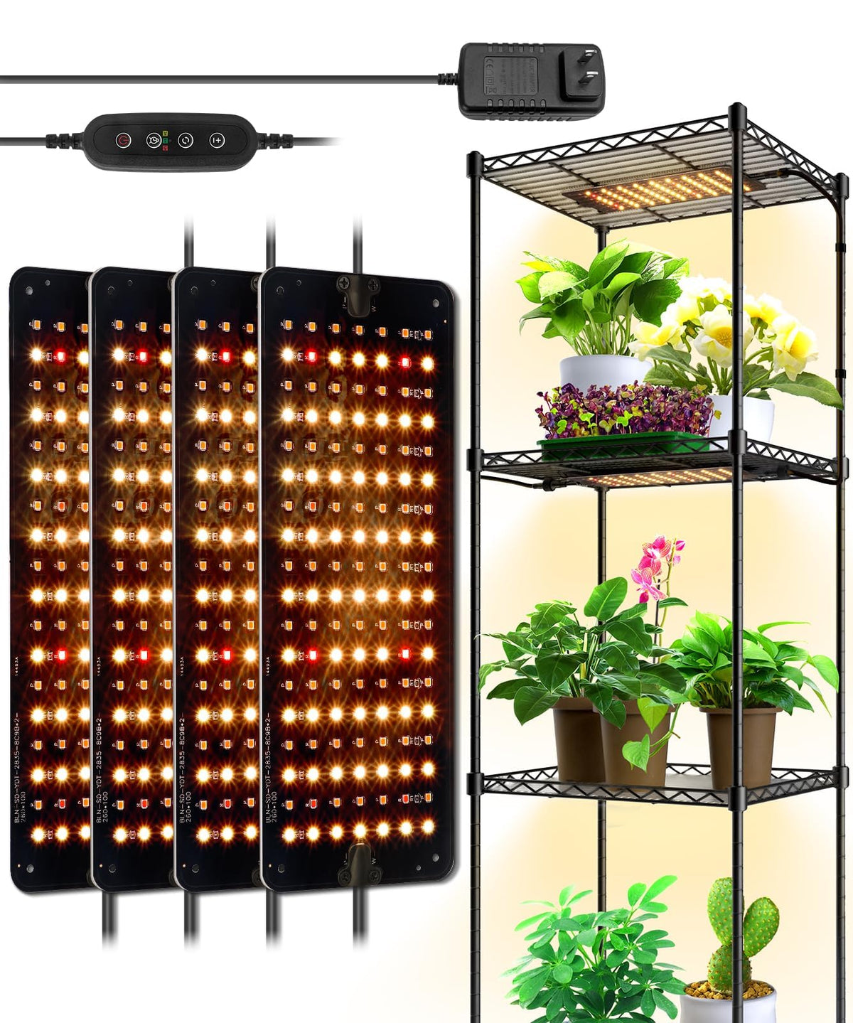 Barrina 40W full-spectrum panel front view powering compact indoor garden.