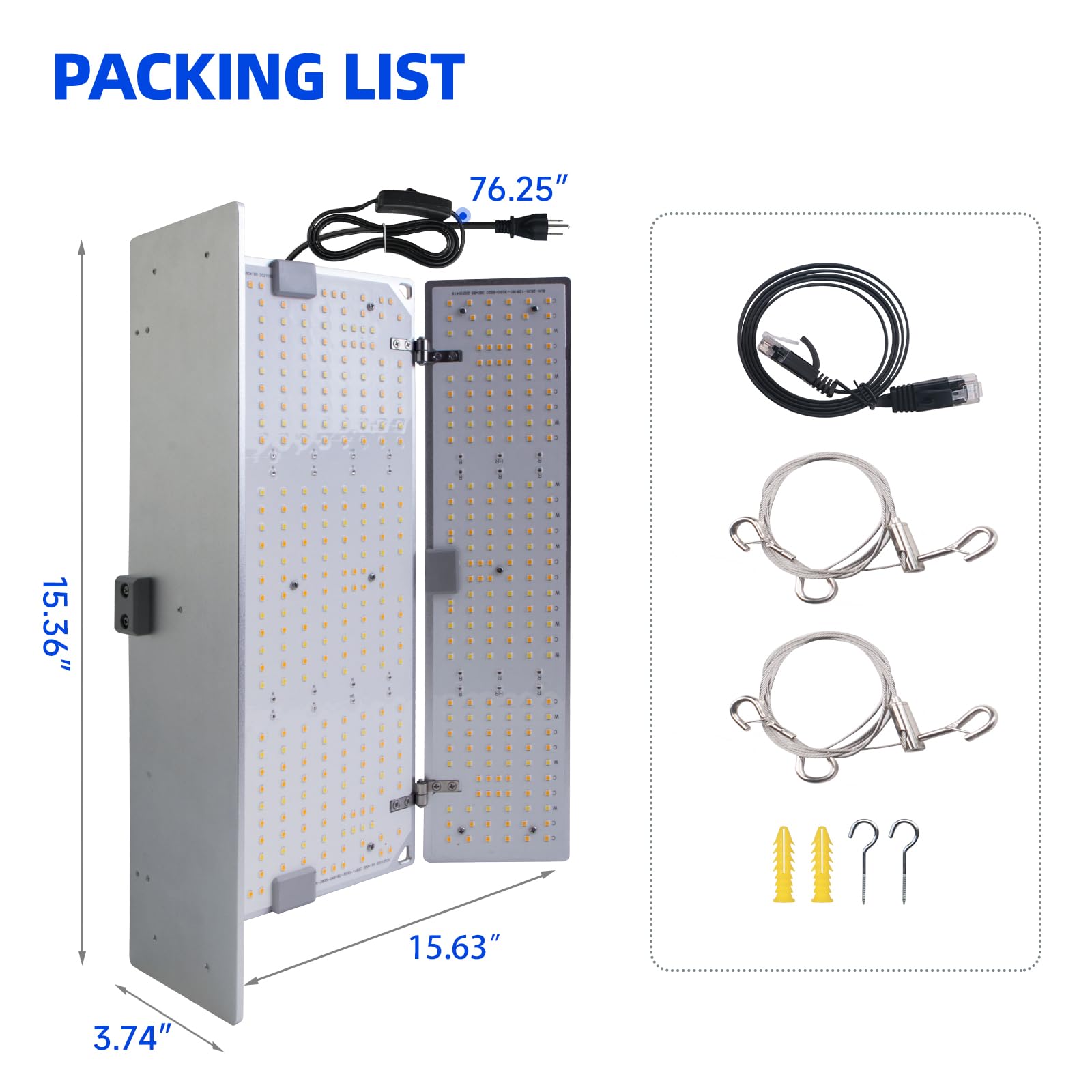 Barrina BU2000 hanging chains and screws simplify mounting.