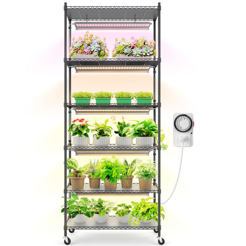 Barrina CX2 plant stand with grow lights six-tier design for indoor gardening.