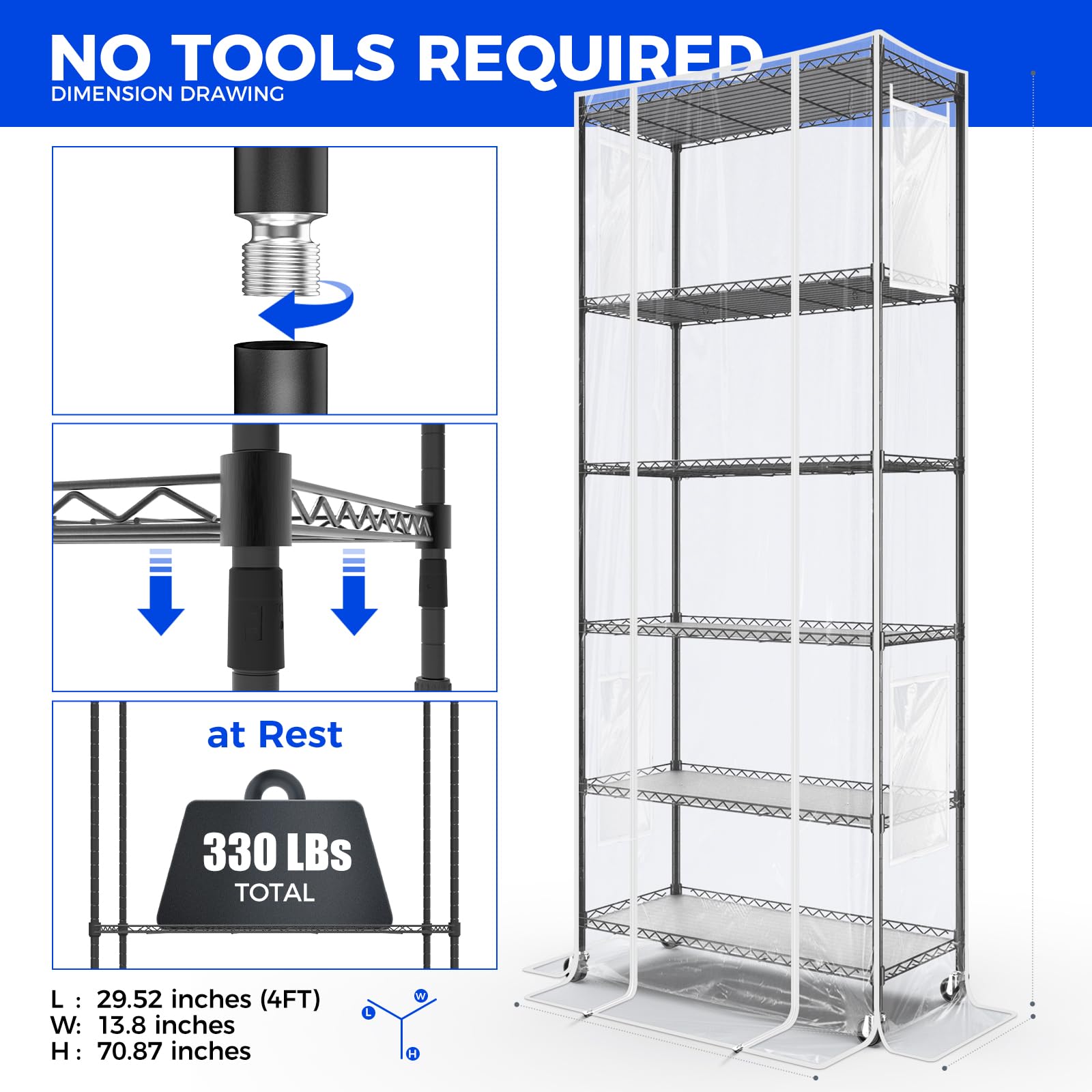 Barrina CX2Z sturdy stainless steel frame supports heavy loads.