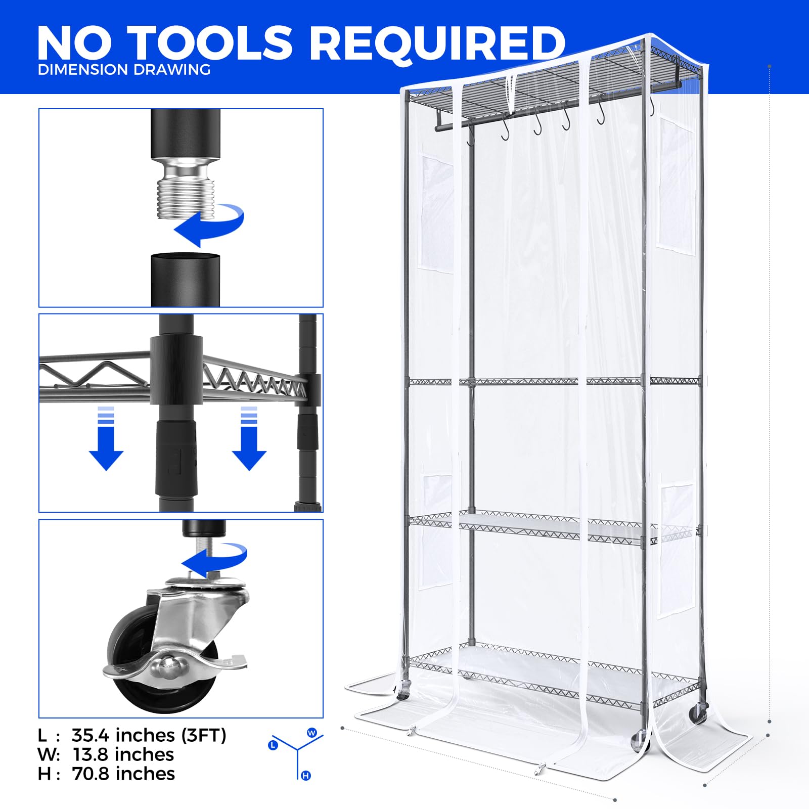 Barrina CX3Z wheels enable easy repositioning of the greenhouse.