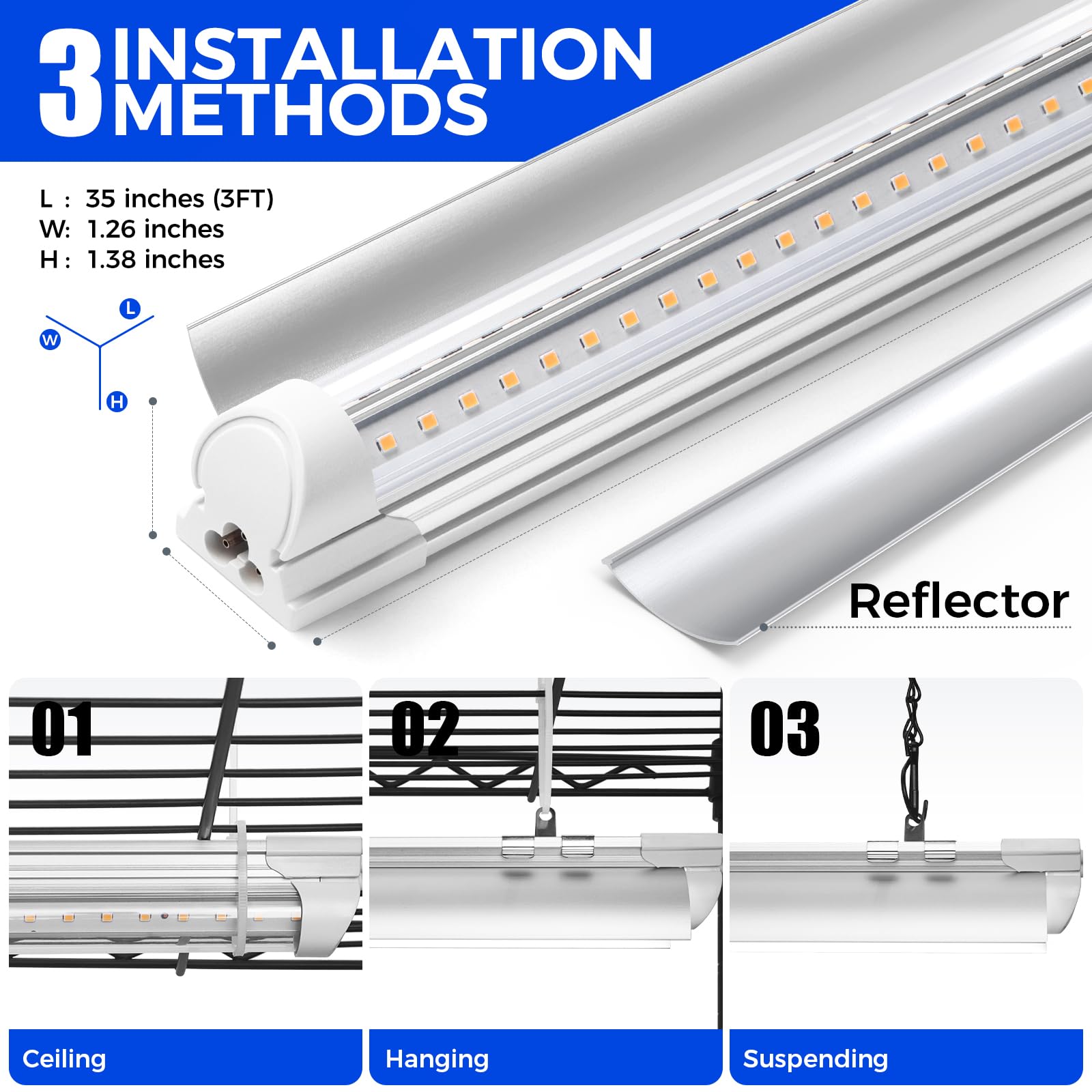 Waterproof mats on every tier protect lights during watering tasks.