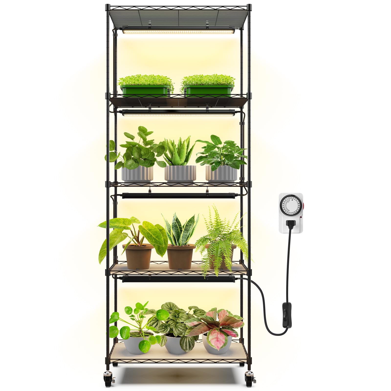 Barrina CX91 5-tier plant stand front view with sturdy metal frame and ample plant space.