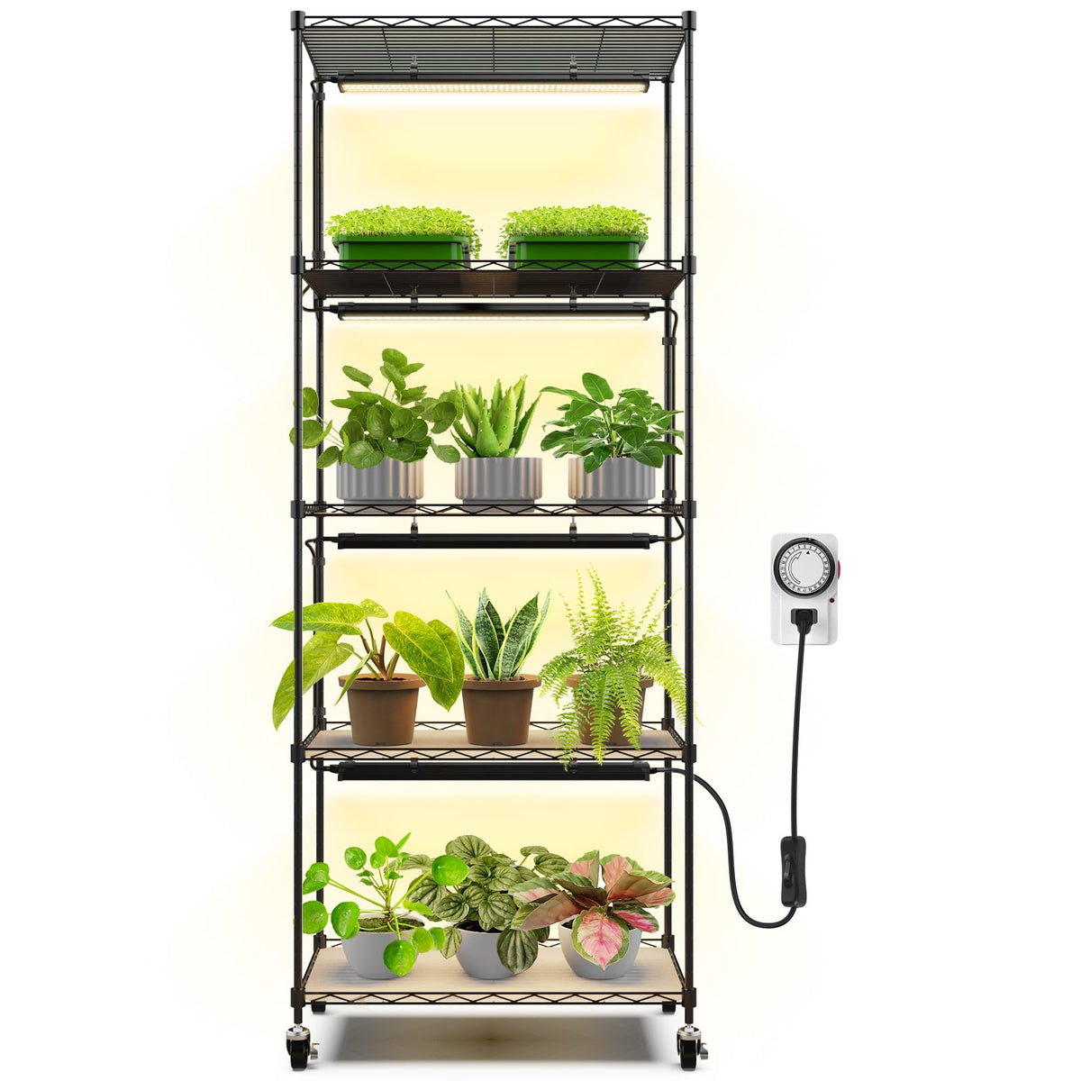 Barrina CX91 5-tier plant stand front view with sturdy metal frame and ample plant space.