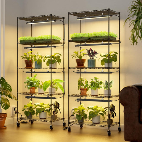 Barrina CX91 side-angle view showing adjustable shelves for different plant heights.