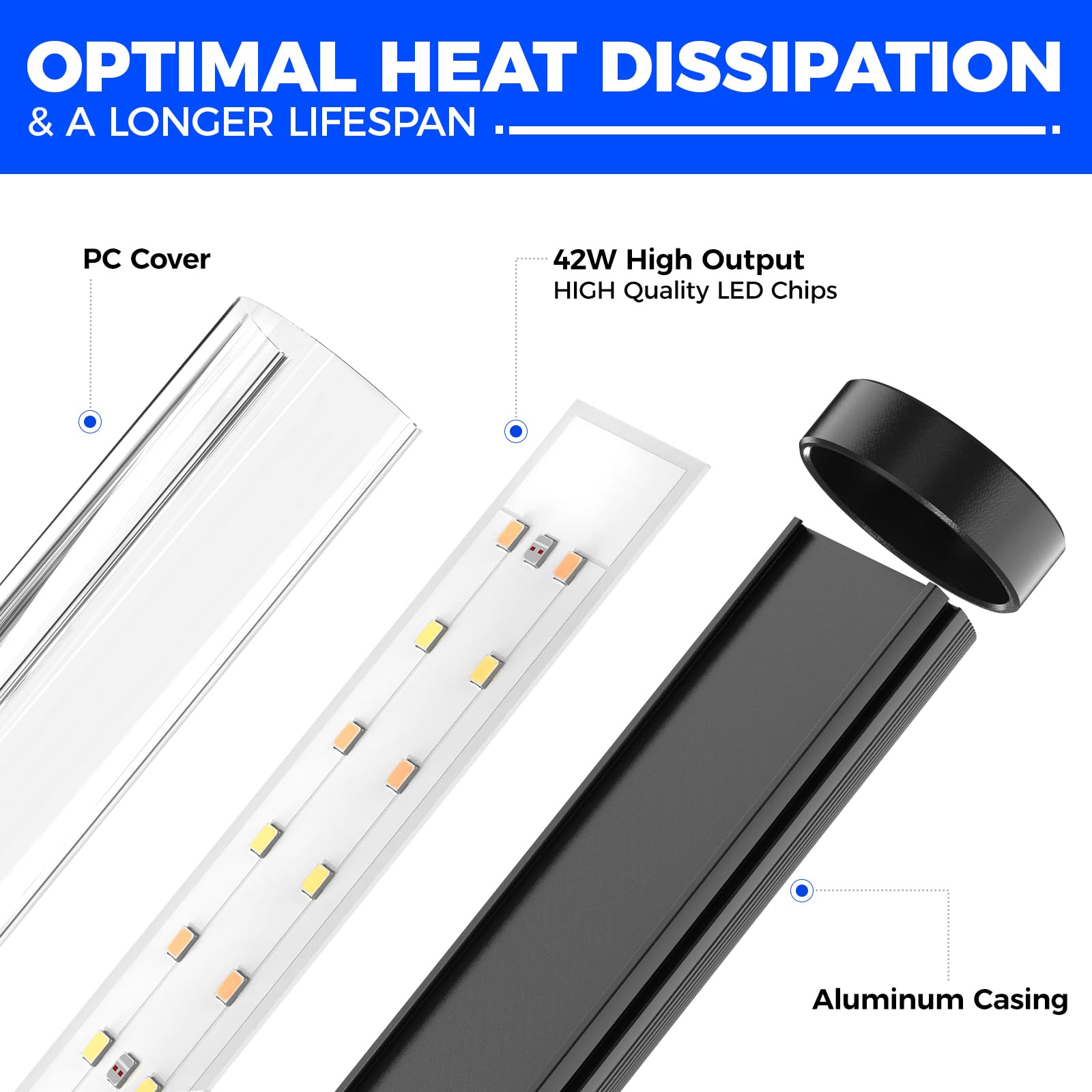 Barrina four-feet height stand enables vertical lighting for tall plants.