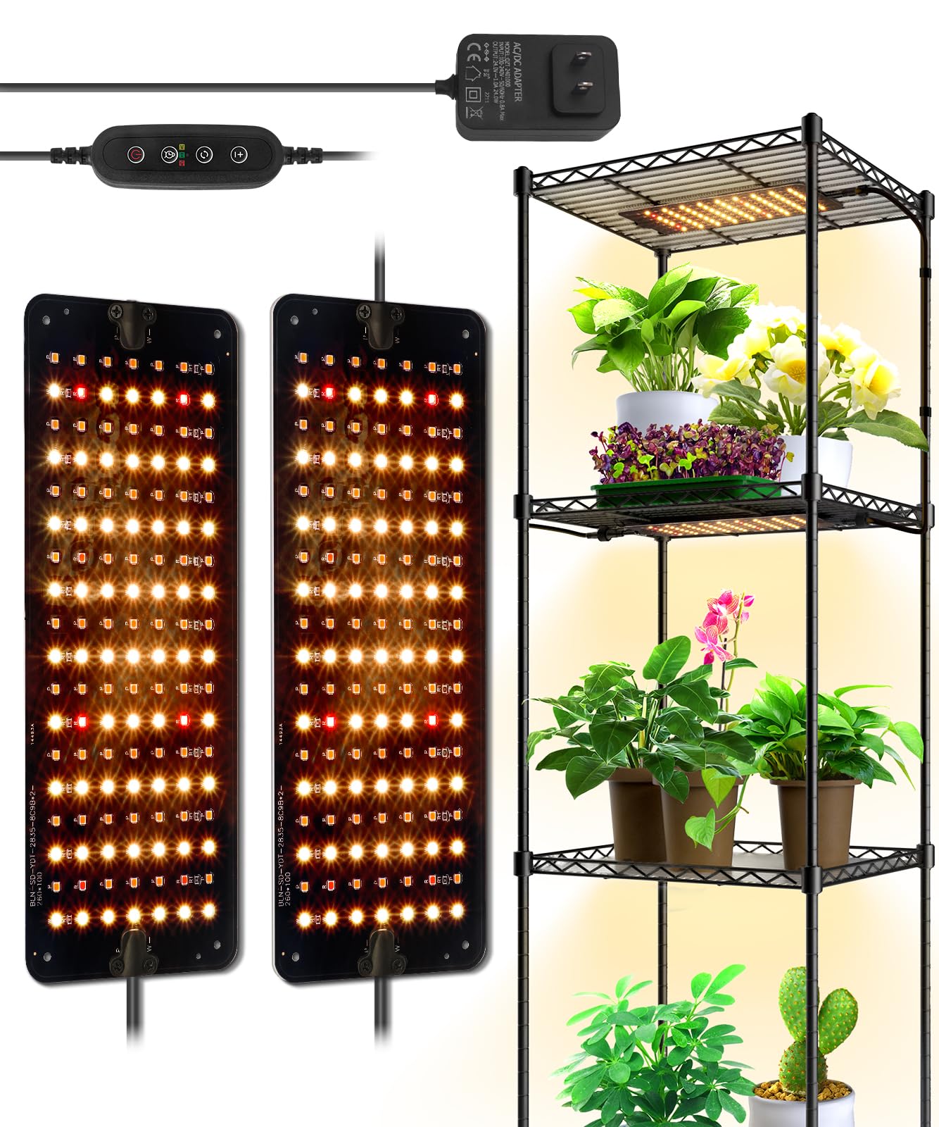 Barrina grow light panel two-pack front view, compact and space-saving for indoor gardens.