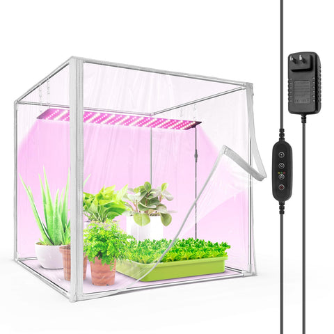 Barrina indoor greenhouse seed-starting setup promotes reliable germination in a warm, moist environment.
