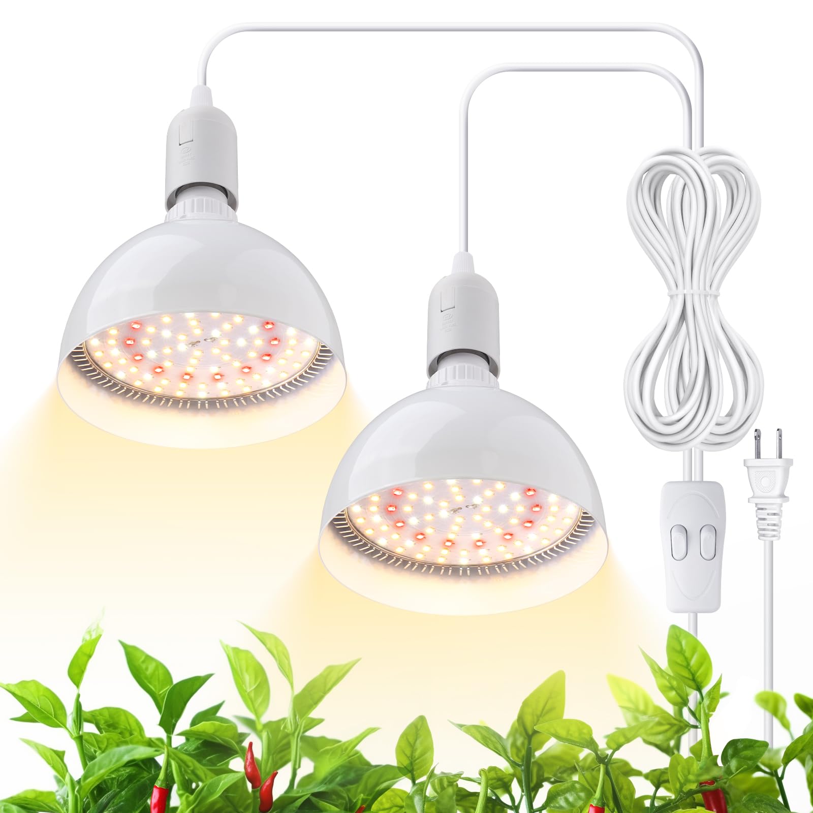 Barrina LED grow light bulb, 2-head design, ideal for indoor garden illumination.
