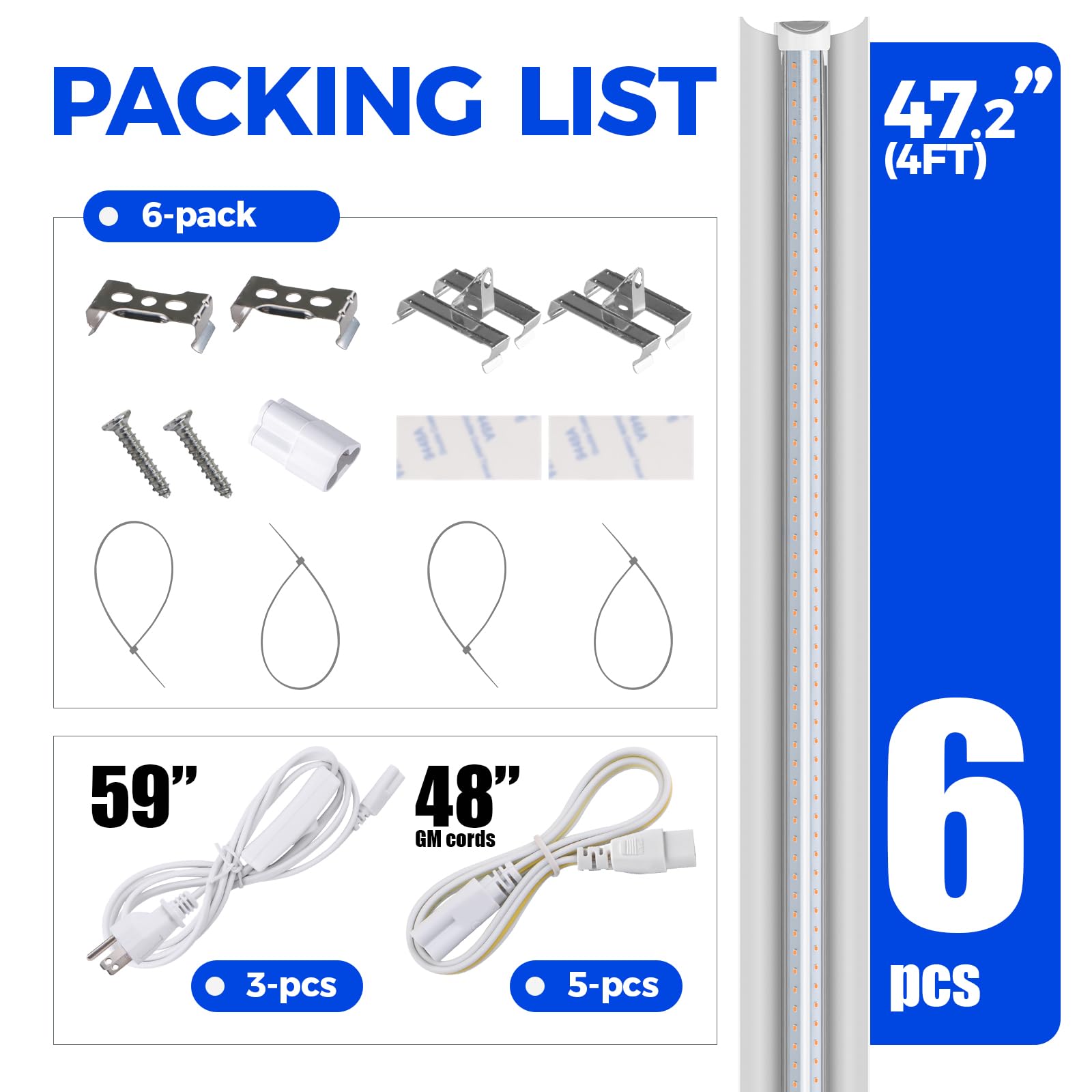 Barrina LED grow light installation kit with clips and ties