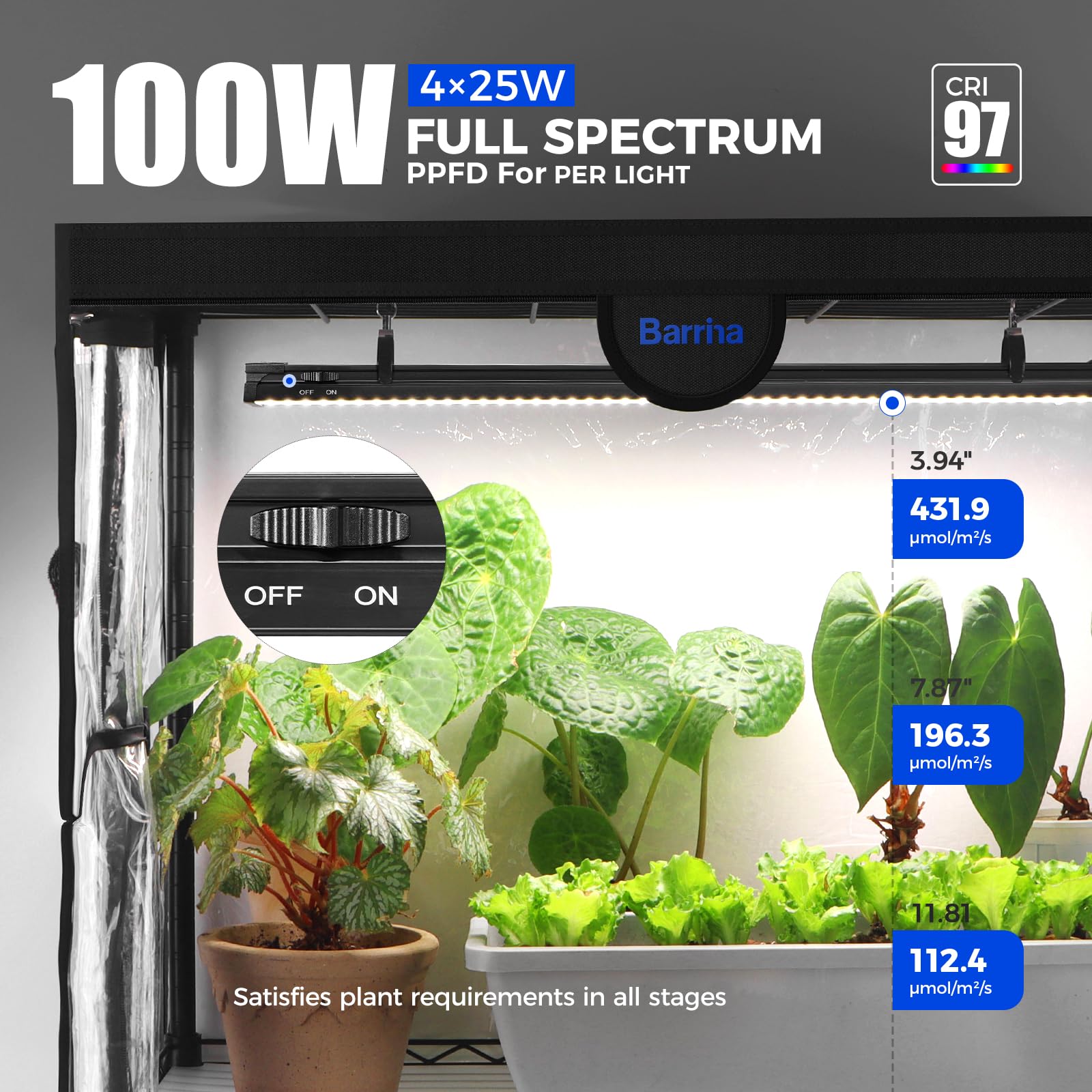 Barrina LP600 five-tier setup maximizes space for various plants.