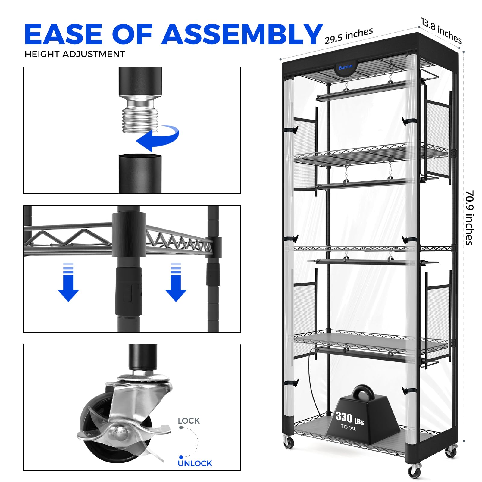 Barrina LP750 built-in wheels enable easy relocation