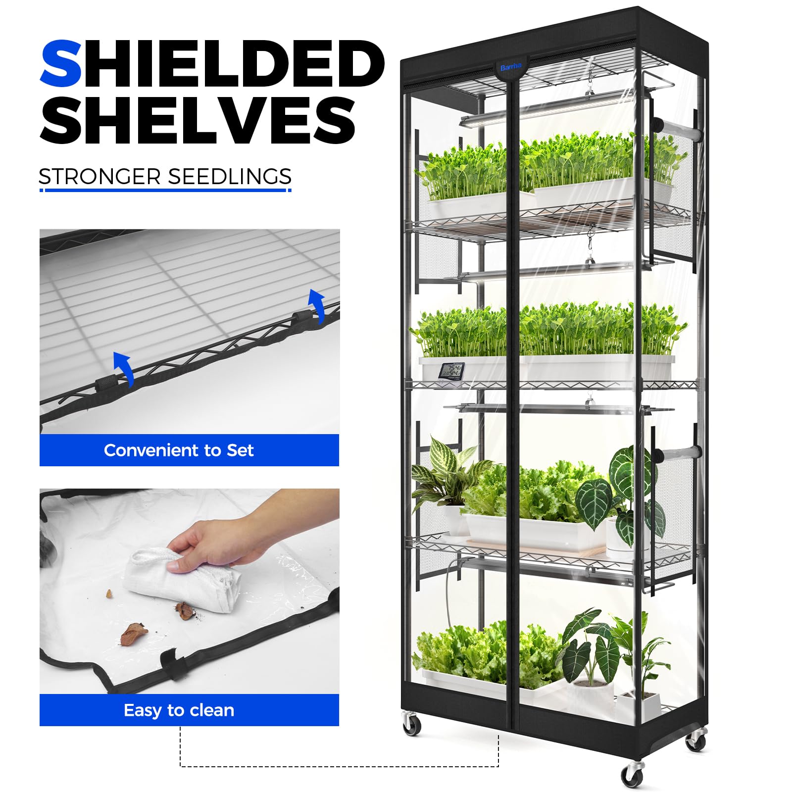 Barrina LP750 height-adjustable shelves for tall plants and seedlings