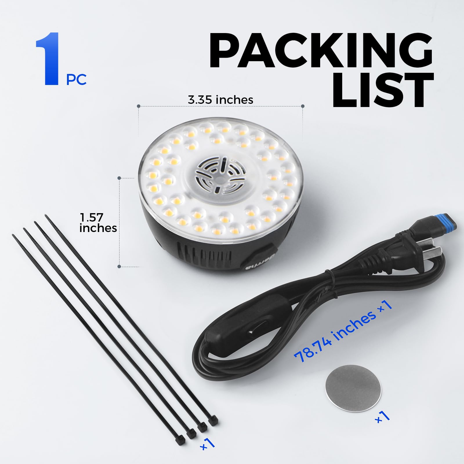 Barrina Orbgrow OG09 puck LED light comes in a black 1-pack box.
