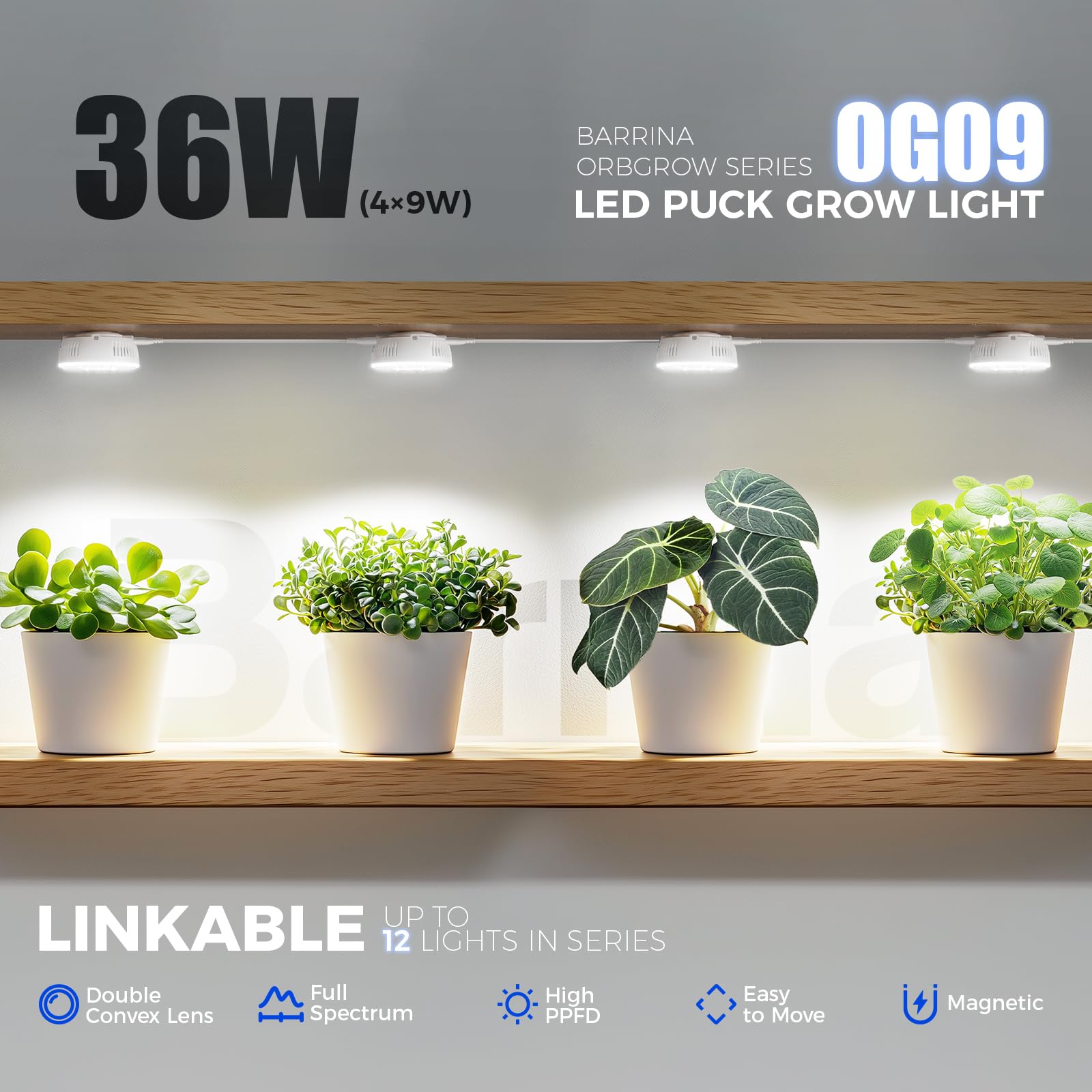 Barrina Orbgrow OG09 puck close-up LED chips reveal efficient energy for growth