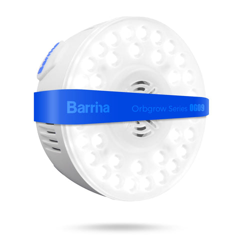 Barrina Orbgrow OG09 puck, close-up lens, focused light for targeted plant growth.