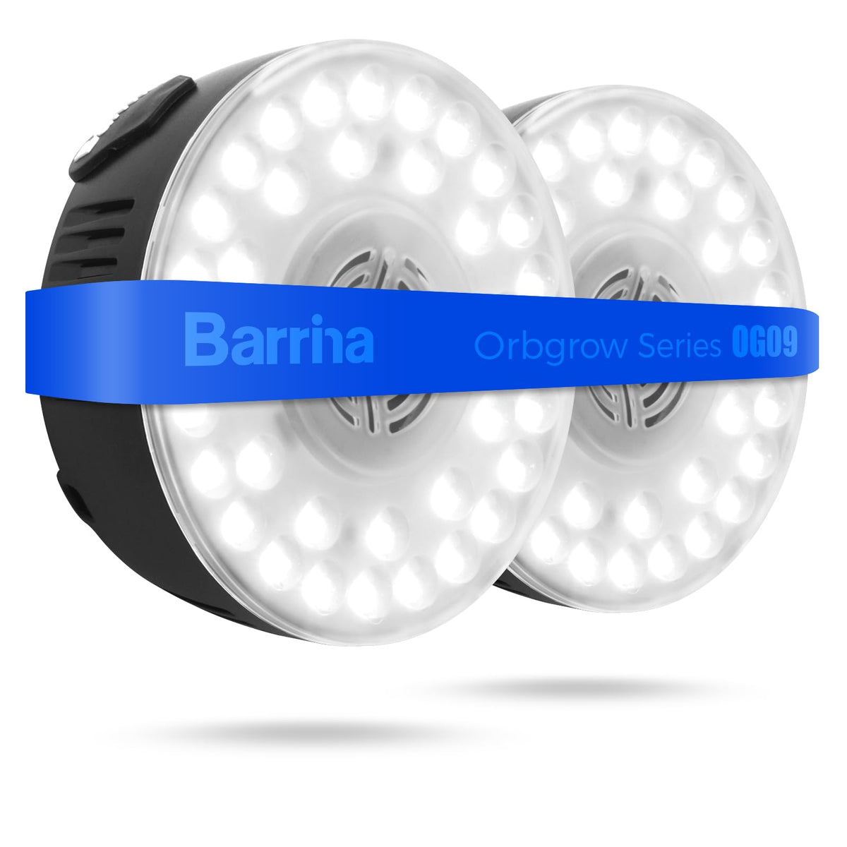 Barrina Orbgrow OG09 puck light on a shelf for compact indoor gardening.