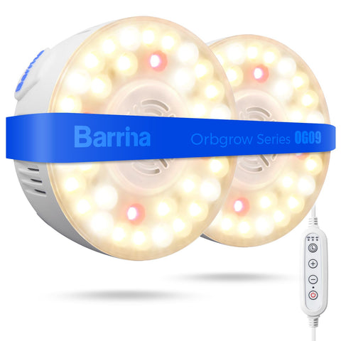 Barrina Orbgrow OG09 puck light front view for compact grow spaces with even coverage.