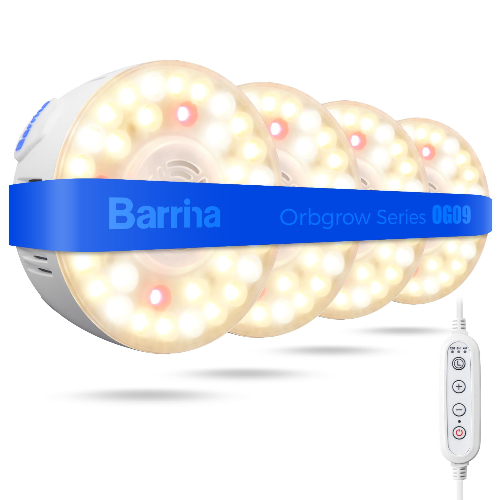 Barrina Orbgrow OG09 puck light with timer, front view, ideal for compact indoor gardens