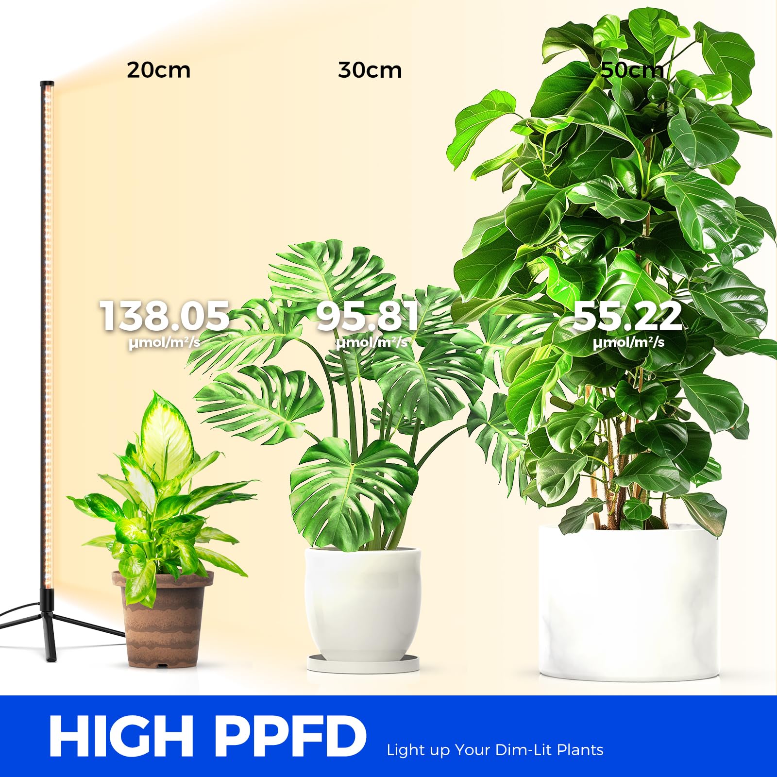 Barrina T10 side-lighting provides wide coverage for large pots.