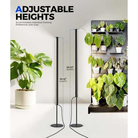 Barrina T1S height adjustment range supports tall plants like monstera and ficus.
