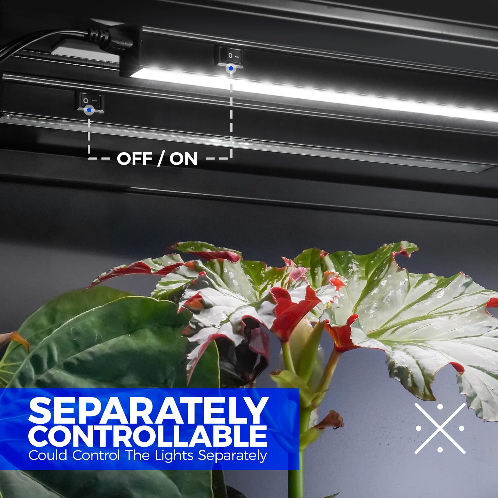 Barrina T5 grow light power cords with on/off switch for easy control