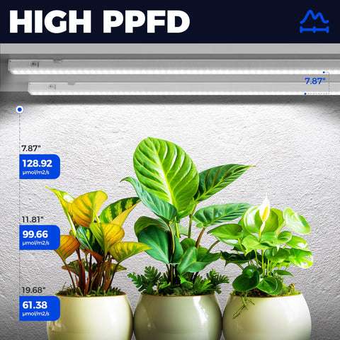 Barrina T5 grow light with separate switches, letting you customize light zones per shelf.