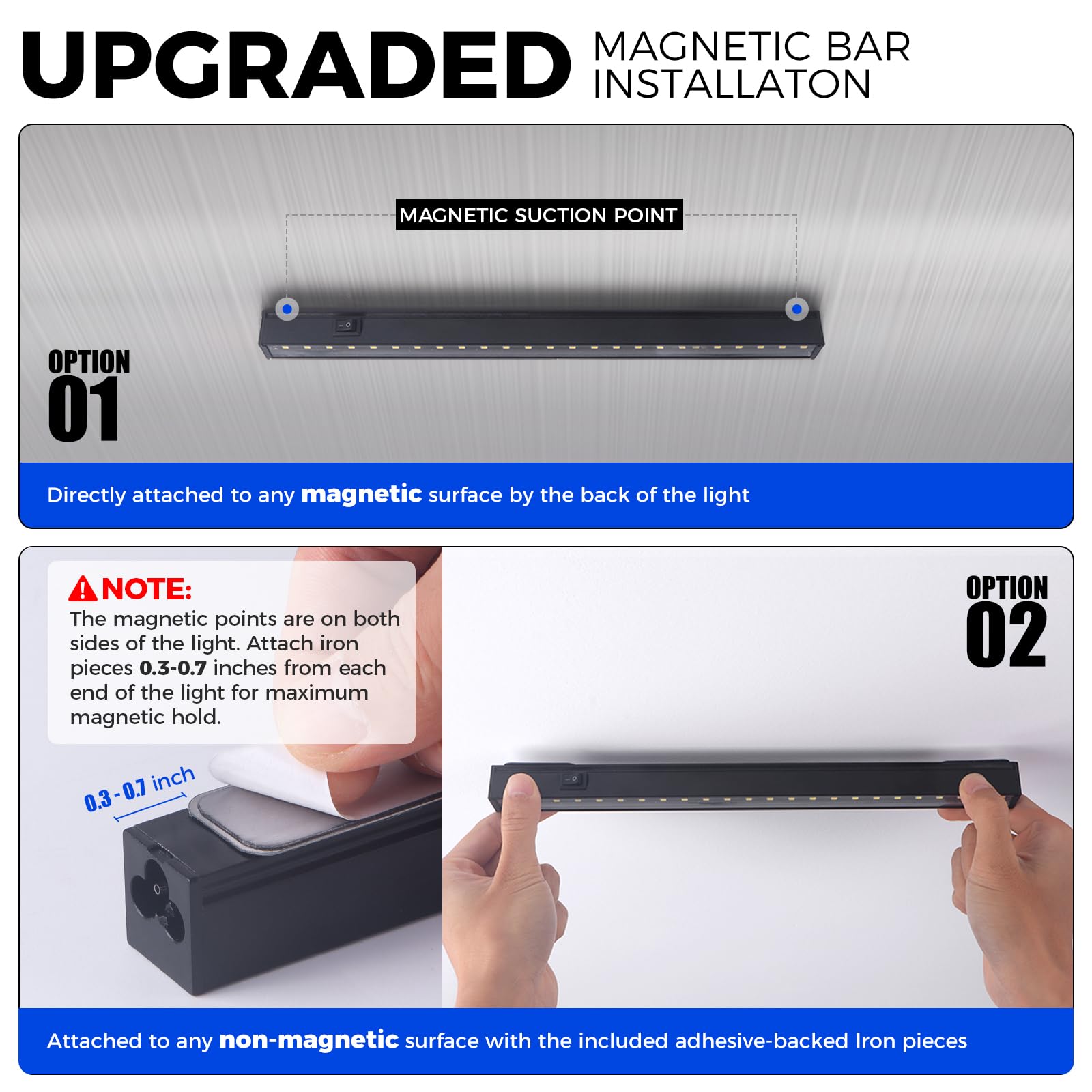 Barrina T5 magnetic bar attachment shows quick, secure mounting in any space