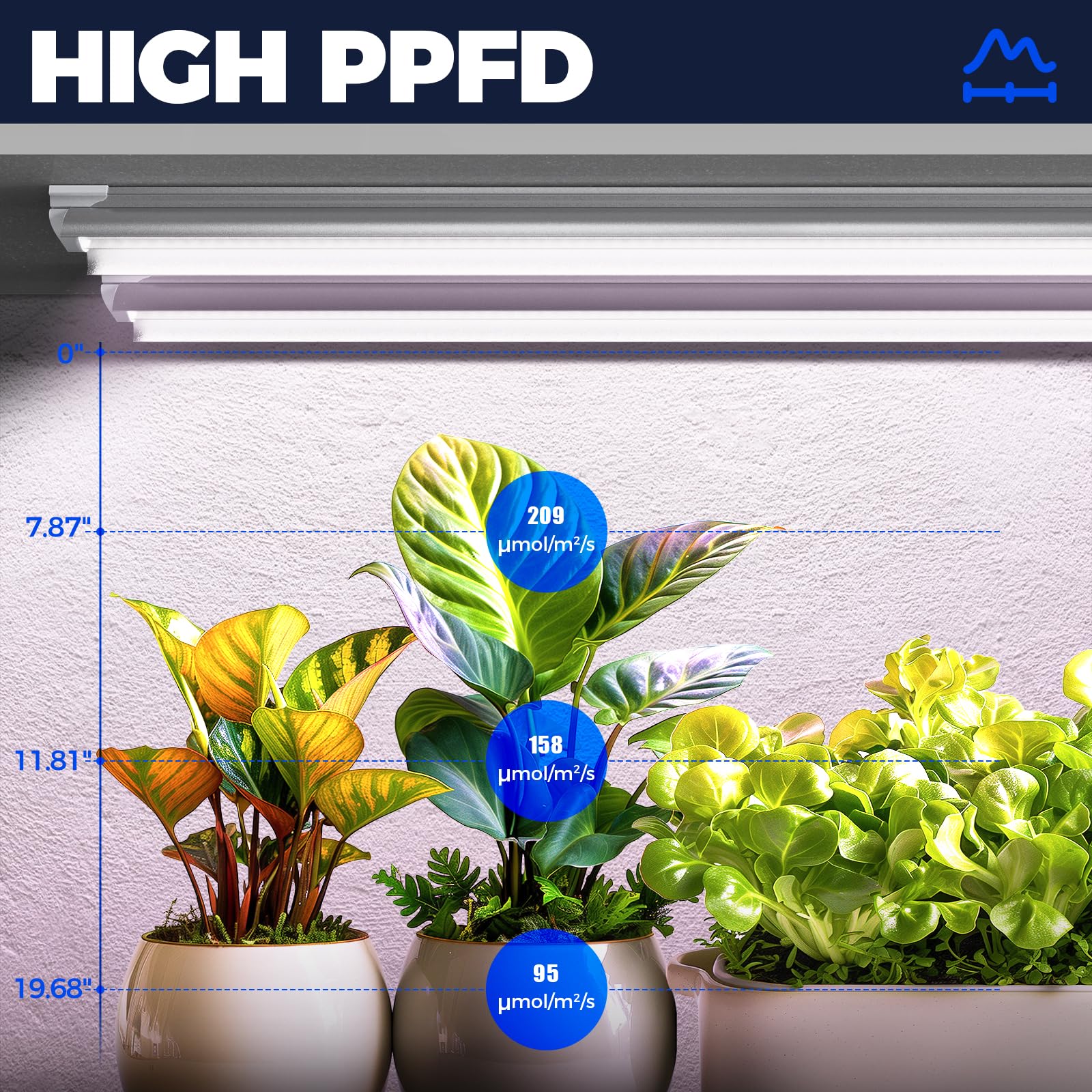 Close-up of Barrina T8 LED Grow Light 4FT LED array showing full coverage.